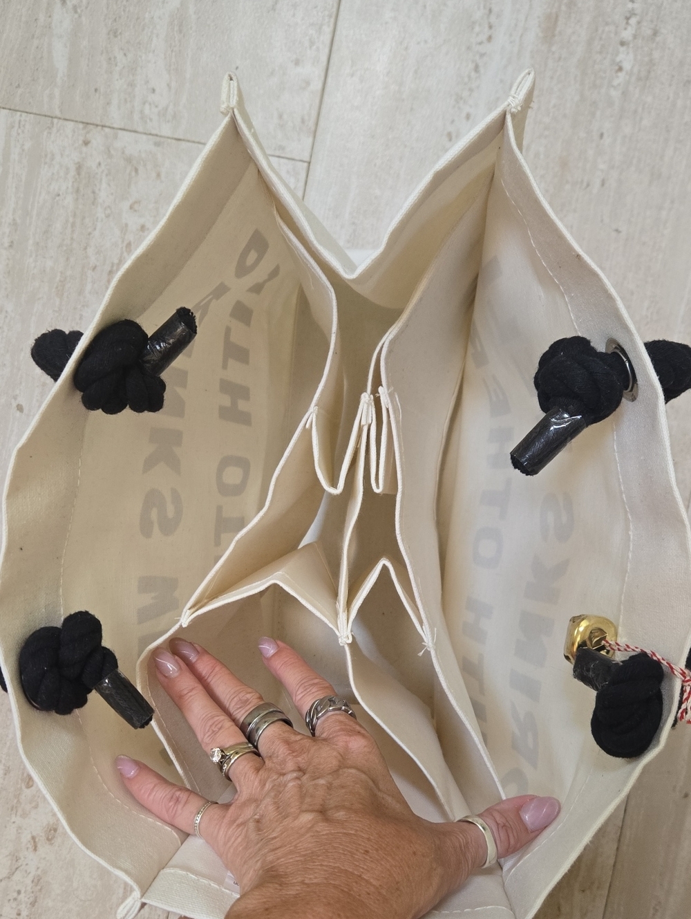 New Jingles & Joy "Drinks Well With Others" Wine Tote Bag - Picture 5 of 7